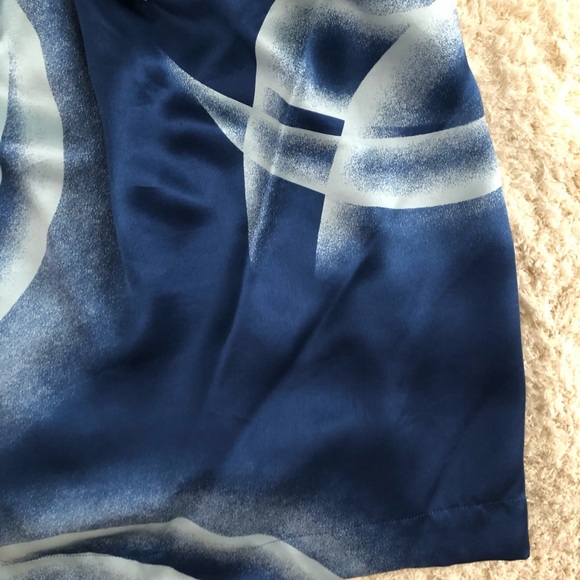 BCBG MaxAzria one-shoulder silk top in a pretty watercolor print - Picture 4 of 8